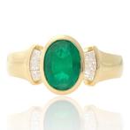 Ring - 18 karaat Geel goud - 1.09ct. tw. Smaragd - Diamant -, Nieuw