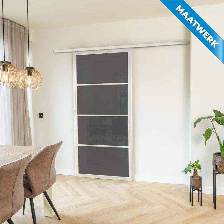 Stalen Schuifdeur met koofsysteem 4 Vlaks Wit Maatwerk Rook, Doe-het-zelf en Verbouw, Kozijnen en Schuifpuien, Nieuw, Metaal