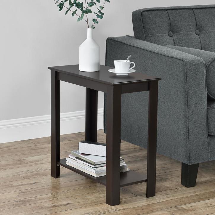 Bijzettafel Chur met plank MDF 60x30x61,3 cm donkerbruin, Huis en Inrichting, Tafels | Bijzettafels, Verzenden