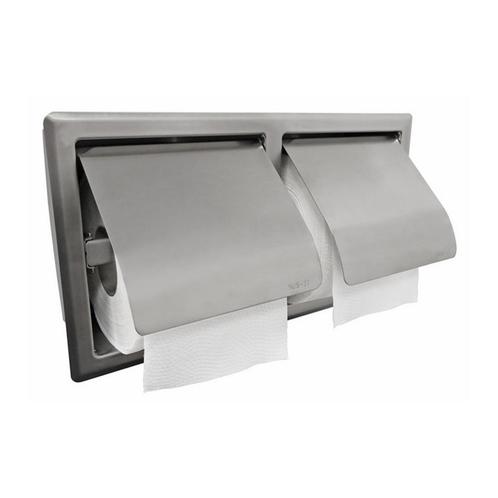 Toiletrolhouder Dubbel Wiesbaden 304 RVS (met klep), Doe-het-zelf en Verbouw, Sanitair, Bad, Nieuw, Ophalen of Verzenden