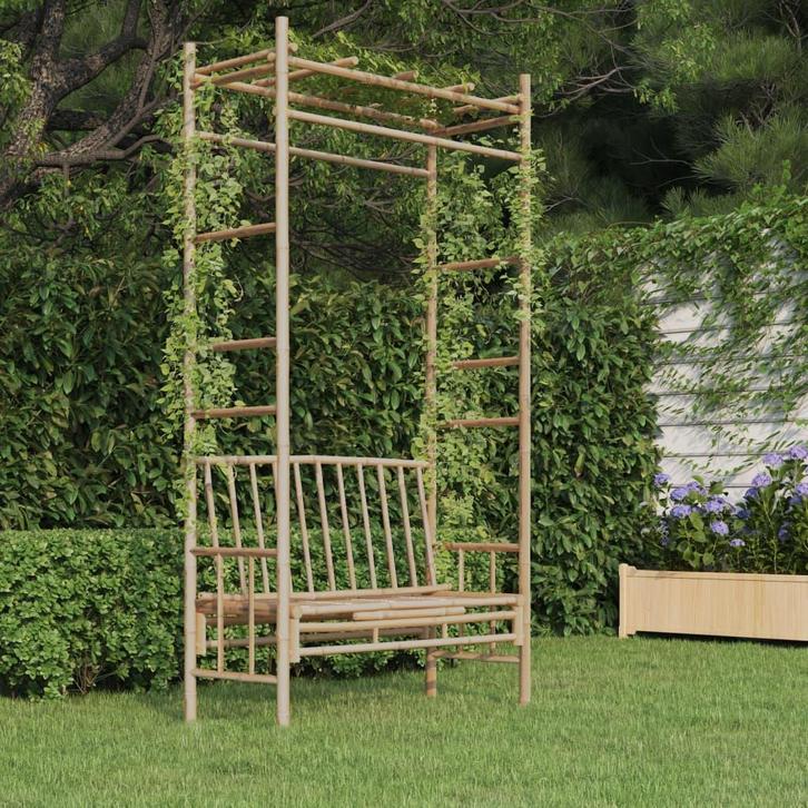 vidaXL Tuinbank met pergola 116 cm bamboe, Tuin en Terras, Tuinbanken, Nieuw, Hout, Verzenden
