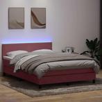 vidaXL Boxspring met matras en LED fluweel roze 160x210 cm, Verzenden, Nieuw, Stof