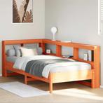 vidaXL Bed met boekenkast zonder matras grenenhout wasbruin, Huis en Inrichting, 90 cm, Eenpersoons, Bruin, Verzenden