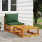 vidaXL 2-delige Loungeset met kussens massief acaciahout, Verzenden, Nieuw, Hardhout, Loungeset