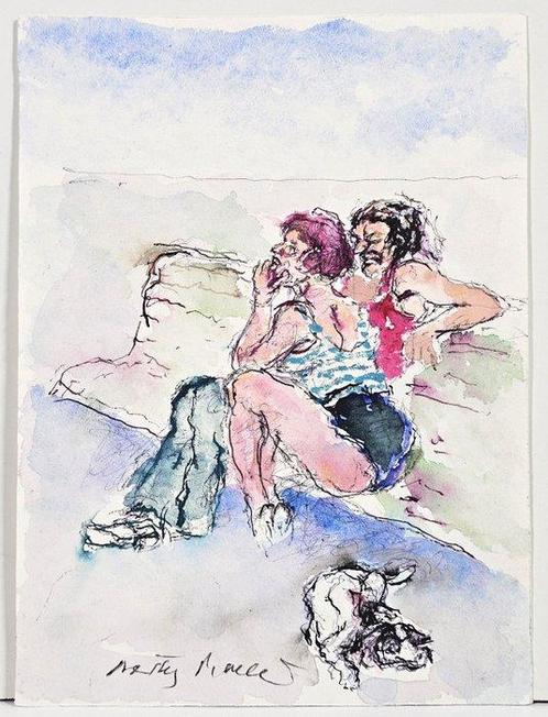 Walter Piacesi (1929) - Siesta sul Lungomare, Antiek en Kunst, Kunst | Schilderijen | Modern