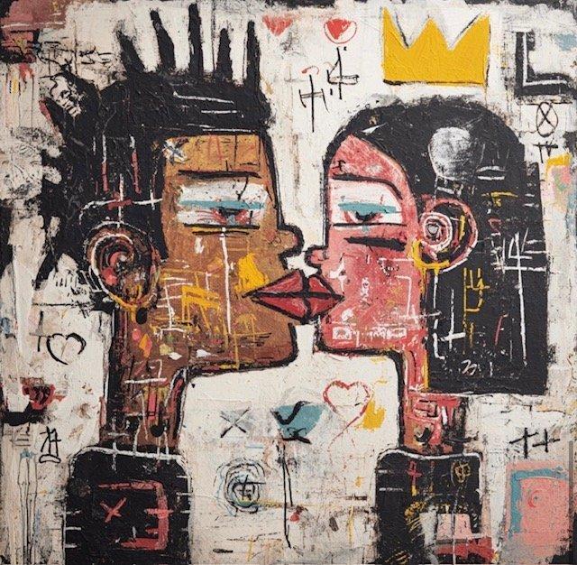 Eric Brumette - KISS ME LIKE BASQUIAT 22 - Toile L, Antiek en Kunst, Kunst | Designobjecten