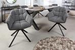 Bureaustoel PAPILLON donkergrijs decoratief gewatteerd zwart, Huis en Inrichting, Stoelen, Ophalen of Verzenden, Nieuw