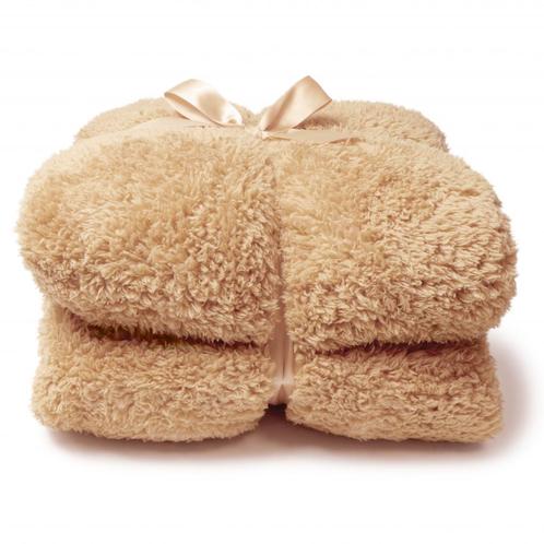 SALE: -33% Unique Living Plaid Teddy - Polyester - Latte -, Huis en Inrichting, Woonaccessoires | Plaids en Woondekens, Nieuw