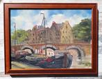 Jan Kelderman 1914-1990 - Boten in de Amsterdamse, Antiek en Kunst, Kunst | Schilderijen | Klassiek