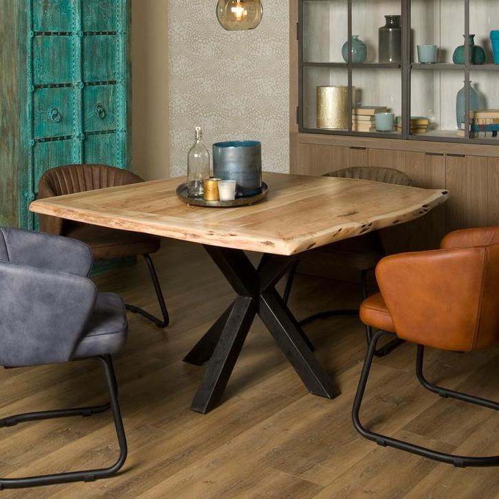 *WOONWINKEL* Tower Living Soria Boomstamtafel Vierkant 150 C, Huis en Inrichting, Tafels | Eettafels, Nieuw, Verzenden
