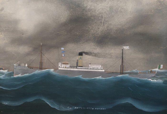 G. Roberto (XIX-XX) - Ritratto di nave, Antiek en Kunst, Kunst | Schilderijen | Klassiek