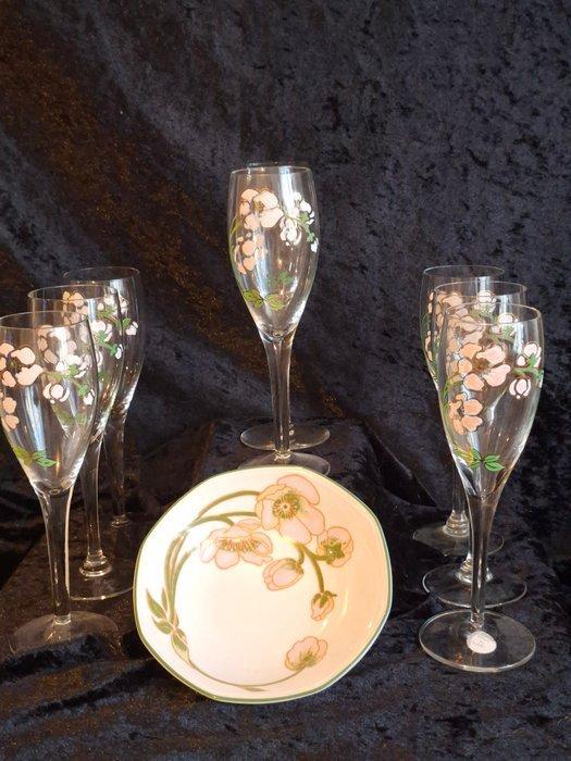 Champagne fluitje (8) - Glas, Porselein - champagneflutes, Antiek en Kunst, Antiek | Meubels | Tafels