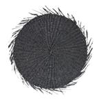 zeegras placemat rond zwart franjes 38cm, Nieuw, Verzenden