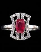 Robijn - Zilver, De Majestueuze Vlam - Robijnring - Charme, Antiek en Kunst