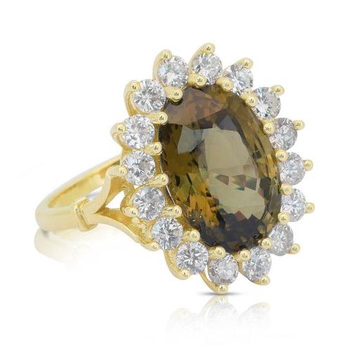 Ring - 14 karaat Geel goud - 8.75ct. tw. Chrysoberil -, Sieraden, Tassen en Uiterlijk, Ringen