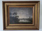 Joan Willem Meijer (1840-1928) - Polder bij Volle Maan, Antiek en Kunst, Kunst | Schilderijen | Klassiek
