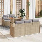 vidaXL Tuin Sofa Set met opslag 6 pcs Beige Poly riet, Tuin en Terras, Tuinsets en Loungesets, Verzenden, Nieuw, Rotan