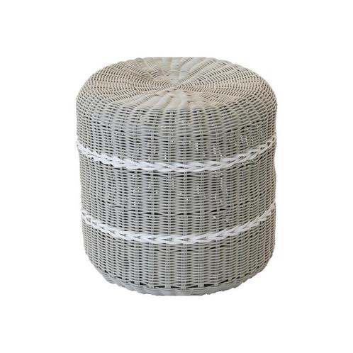 Saigon poef wicker ø41x40cm - grijs, Huis en Inrichting, Stoelen, Grijs, Nieuw, Ophalen of Verzenden