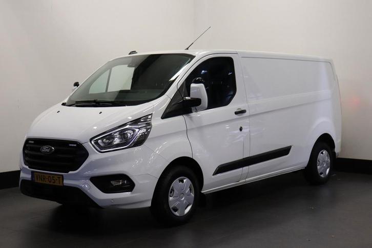 Ford Transit Custom 2.0 TDCI 130PK L2 EURO 6, Auto's, Bestelauto's, Lease, Zwart, Handgeschakeld, Wit, Financial lease, Stof, Diesel