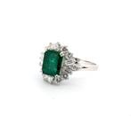 Ring Platina - 3.40ct. tw. Smaragd - Diamant, Sieraden, Tassen en Uiterlijk, Ringen, Nieuw