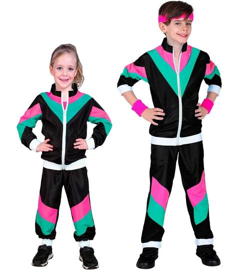 Zwart 80s Disco Trainingspak Kind, Kleding | Dames, Carnavalskleding en Feestkleding, Nieuw, Ophalen of Verzenden