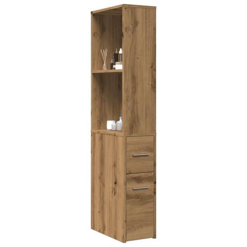 vidaXL Badkamerkast smal met wielen bewerkt hout artisanaal, Huis en Inrichting, Kasten | Overige, Nieuw, Verzenden