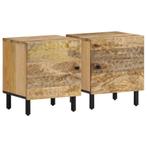 vidaXL Nachtkastjes 2 st 40x33x46 cm massief mangohout, Huis en Inrichting, Slaapkamer | Nachtkastjes, Verzenden, Nieuw, Hout
