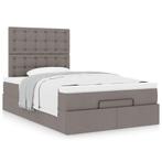 vidaXL Ottoman bed met matras 120x200cm stof taupe, Verzenden, Nieuw, Twijfelaar, 120 cm