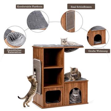 Tweedekans | Costway Kattenspeelhuis - Hout - 69x39x 80,5 cm beschikbaar voor biedingen