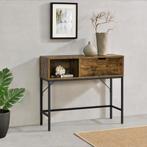 [en.casa] Console tafel Tranemo sidetable zwart en houtkleur, Verzenden, Nieuw