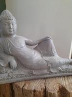 Beeld, Grote liggende stenen Boeddha - 26 cm - Steen