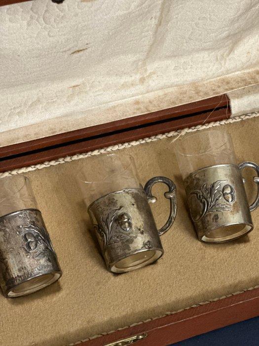 Drinkservies voor 6 (6) - Muranoglas, .800 zilver - Vintage, Antiek en Kunst, Antiek | Goud en Zilver