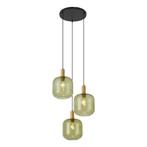 Hotel Chique hanglamp zwart met goud en groen glas 3-lichts, Huis en Inrichting, Lampen | Hanglampen, Nieuw, Metaal, Hotel chique
