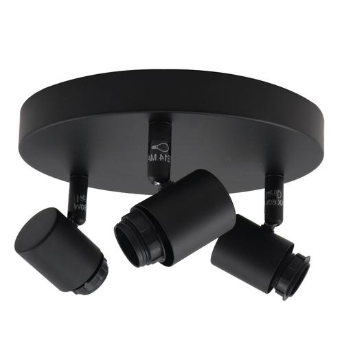 Aluminium plafondfitting zwart, Rika, Huis en Inrichting, Lampen | Plafondlampen, Nieuw, Metaal, Ophalen of Verzenden
