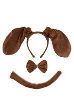 Hond Konijn Haarband Oren Strik Staart Diadeem Set Bruin Don, Ophalen of Verzenden, Nieuw, Carnaval, Accessoires
