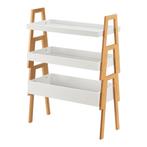 [en.casa] Plantenstandaard Hitra 3-delig bamboe wit en houtk, Verzenden, Nieuw