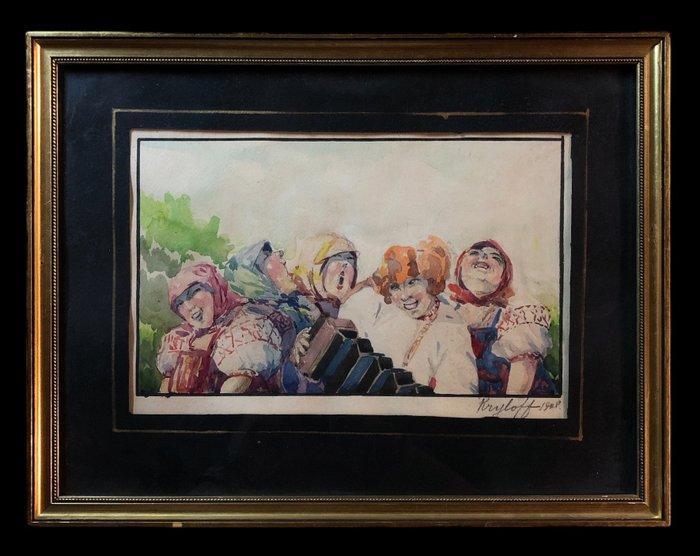 Boris Kryloff (1891-1977) - Chastouschka, Antiek en Kunst, Kunst | Schilderijen | Klassiek