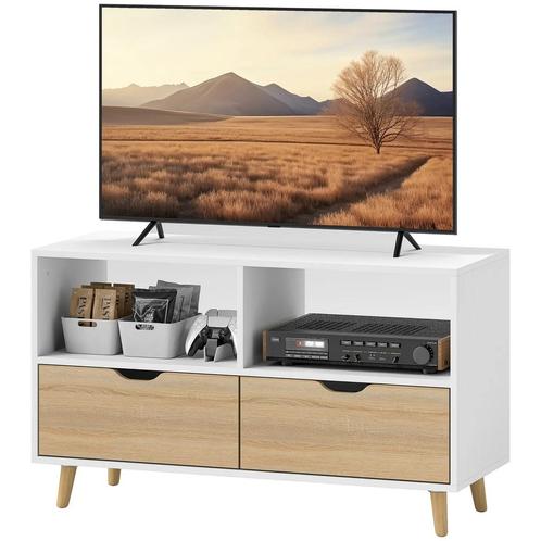 TRUUSK TV Kast Lowboard Met 2 Planken, Lade, 99 Cm Lang TV T, Huis en Inrichting, Kasten | Televisiemeubels, Nieuw, Verzenden