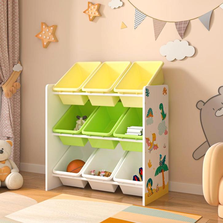 [en.casa] Kinderrek Muxía speelgoedkast 60x62x26,5 cm dinosa, Kinderen en Baby's, Kinderkamer | Overige Meubels, Verzenden