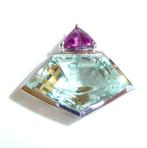 Hanger - 14 karaat Witgoud, 2 certificaten - 18.73ct. tw.