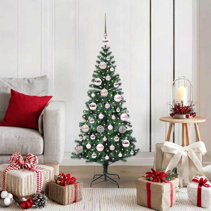 vidaXL Kunstmatig Voorverlicht Kerstboom Groen 120 cm PVC en, Diversen, Kerst, Nieuw, Verzenden