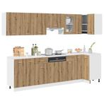 vidaXL 11-delige Keukenkastenset Lyon bewerkt hout, Huis en Inrichting, Keuken | Keukenelementen, Verzenden, Nieuw, Bruin