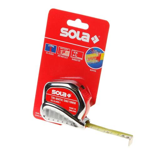 SOLA ROLBANDMAAT SOLA TRI-MATIC 5 METER X 19MM, Doe-het-zelf en Verbouw, Gereedschap | Handgereedschap, Verzenden