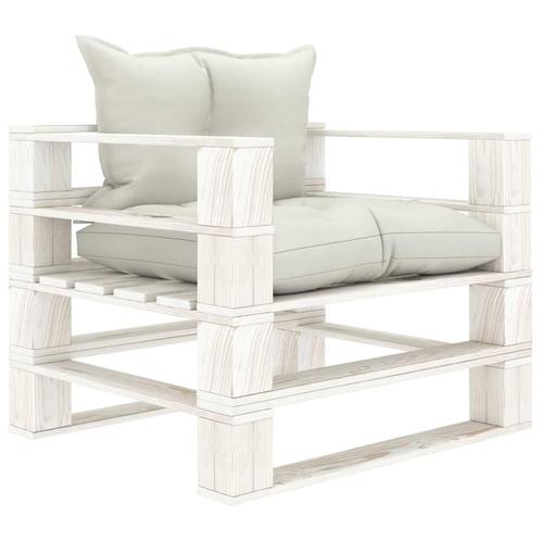 vidaXL Tuinbank met beige kussens pallet hout, Tuin en Terras, Tuinsets en Loungesets, Nieuw, Hout, Verzenden