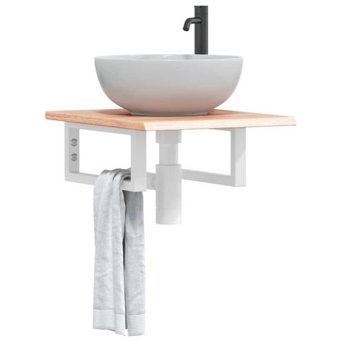 vidaXL Badkamer wandschap staal en massief eikenhout, Huis en Inrichting, Tafels | Kaptafels, Nieuw, Verzenden