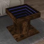 vidaXL Salontafel met LED 50x50x45 cm bewerkt hout gerookt, Verzenden, Nieuw, Overige houtsoorten, 50 tot 100 cm