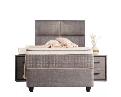 Opberg Boxspring Zelda - Grijs - Grijs - 90x200 cm, Huis en Inrichting, Slaapkamer | Boxsprings, Grijs, Nieuw, Verzenden