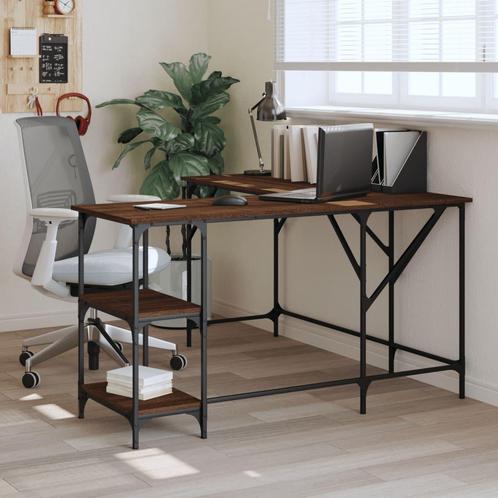 vidaXL Bureau 139x139x75 cm bewerkt hout bruin eikenkleur, Huis en Inrichting, Bureaus, Nieuw, Verzenden