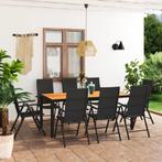 vidaXL 9-delige Tuinset zwart en bruin, Tuin en Terras, Meer dan 8 zitplaatsen, Nieuw, Tuinset, Verzenden