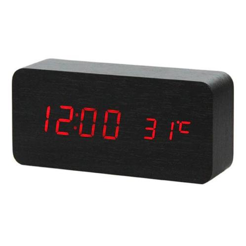 Houten Digitale LED Klok - Wekker Alarm  Snooze Temperatuur, Witgoed en Apparatuur, Wekkers, Nieuw, Verzenden